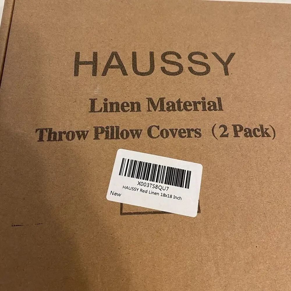 Pair of Haussy Linen Material Through Pillow Covers Pillowcase 2 Pack RustOrange